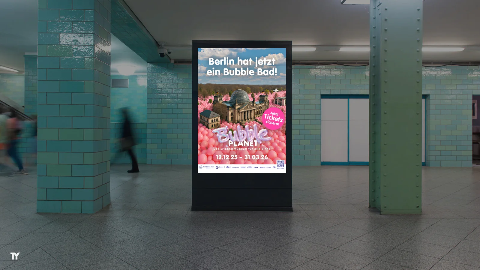 Bubble Bath OOH Mockup in Berlin Subway