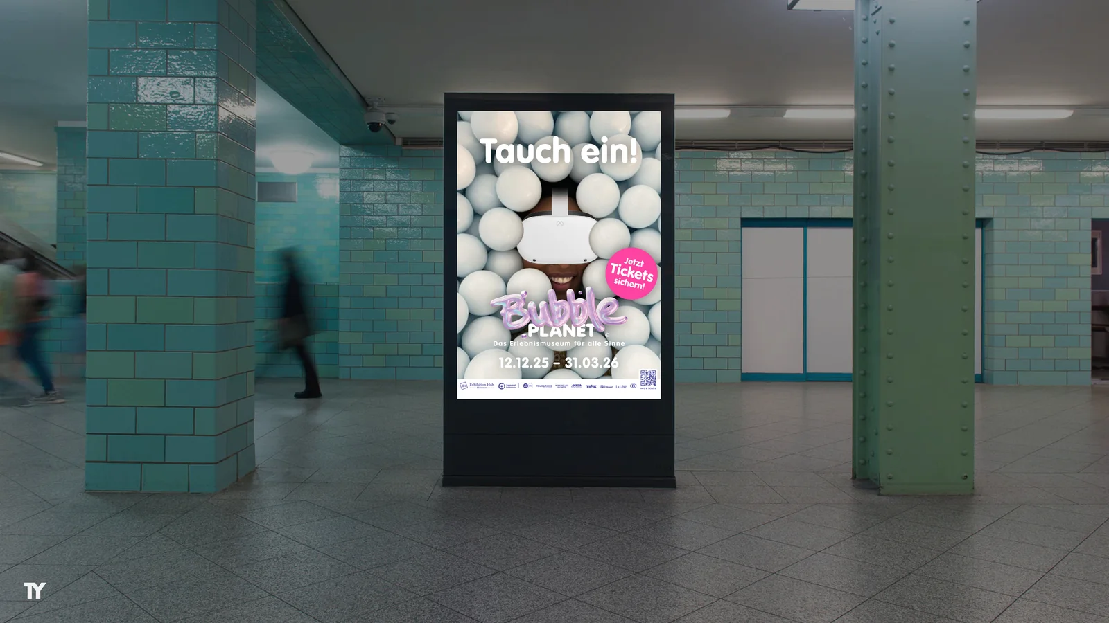 Bubble Bath OOH Mockup in Berlin Subway