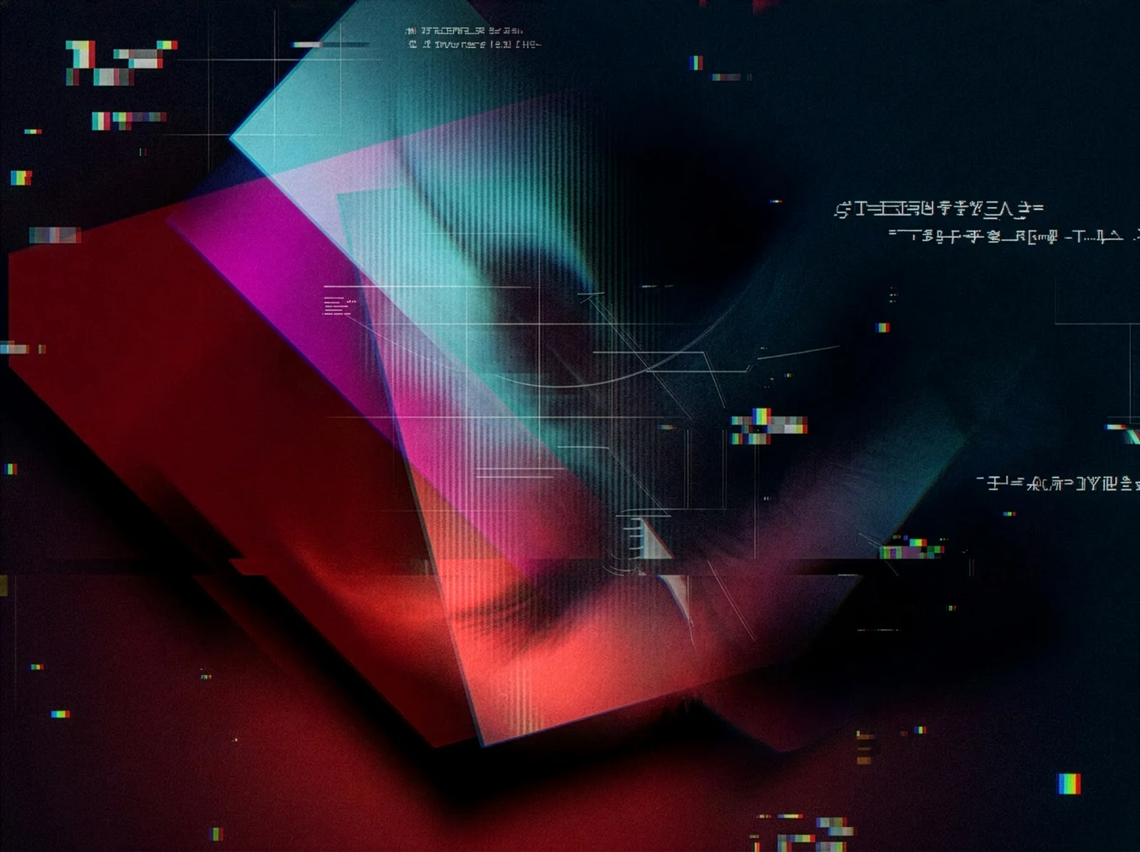 Abstract AI art of floating panes and elements